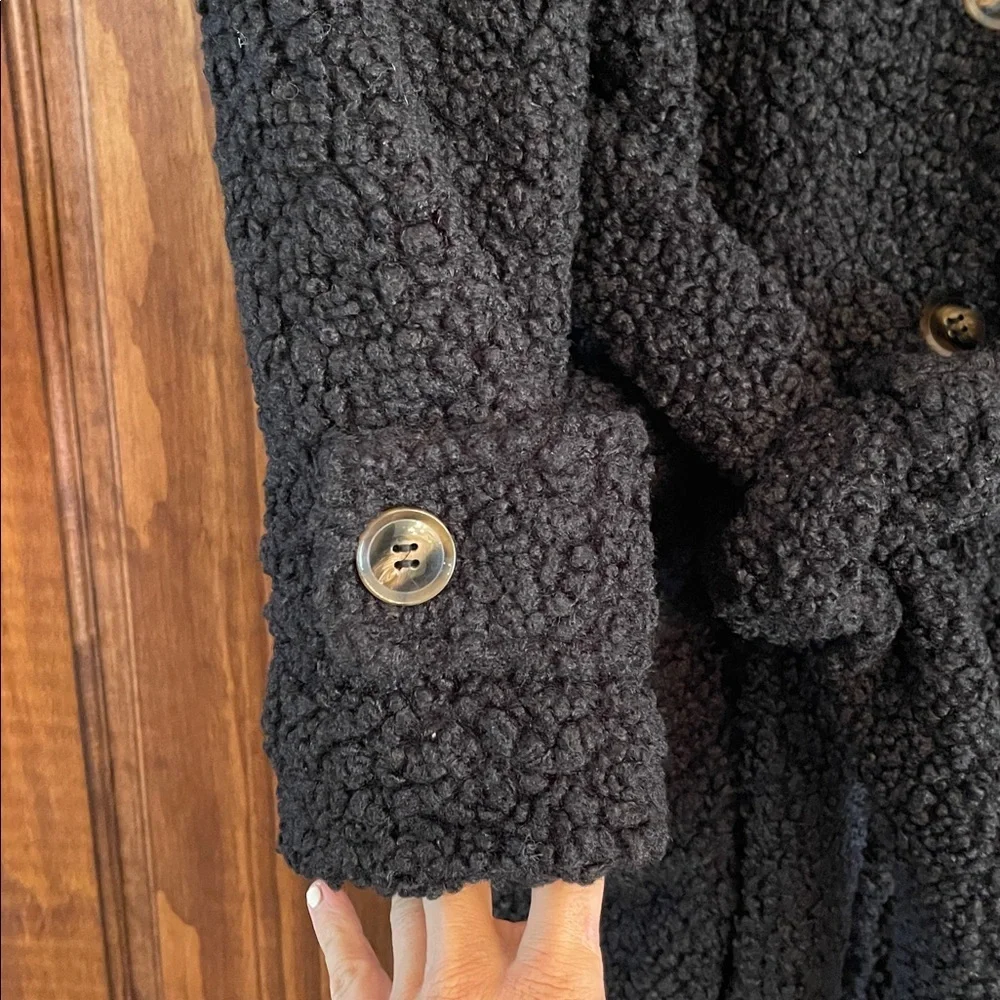 Women's Black Teddy Trench Coat Small - Picture 3 of 10